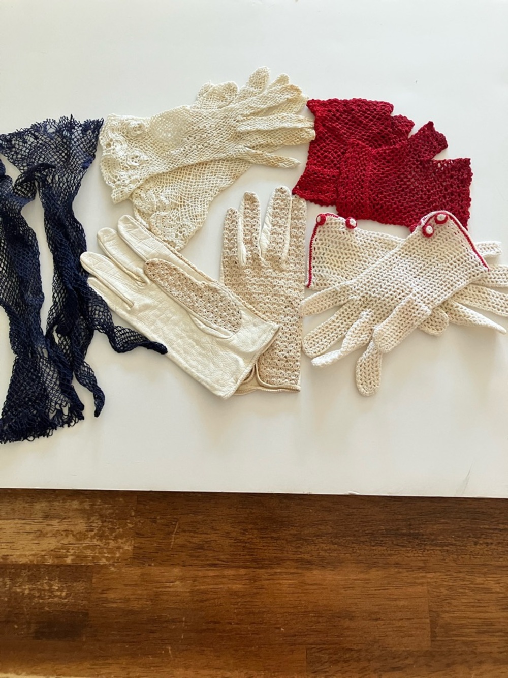Lot of Five Crochet Gloves